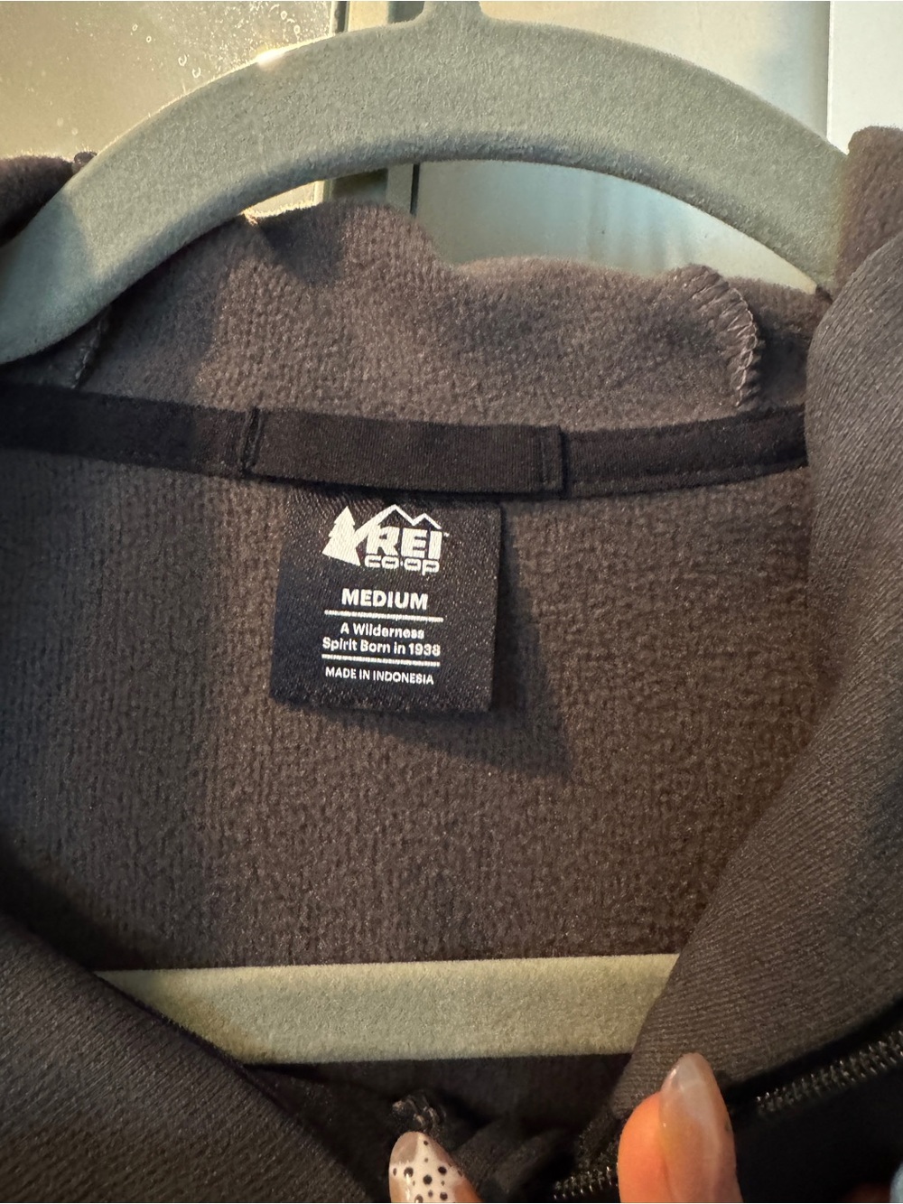 REI Men's Hooded Quarter-Zip Pullover Jacket - Charcoal - Picture 2 of 4